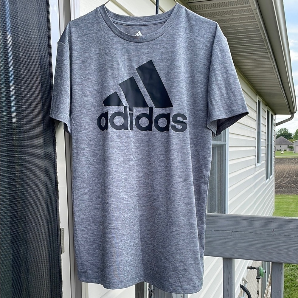 Adidas Heather Gray and Black Short Sleeve Tee